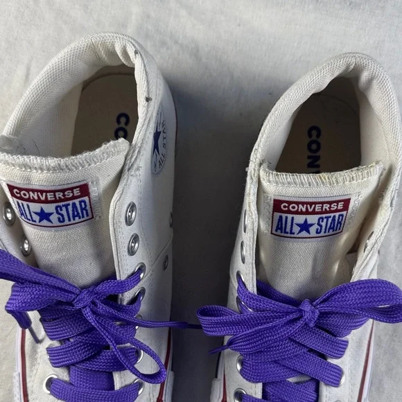 Converse Mid Madison Allstars Size 8 with Purple Laces - Picture 5 of 11